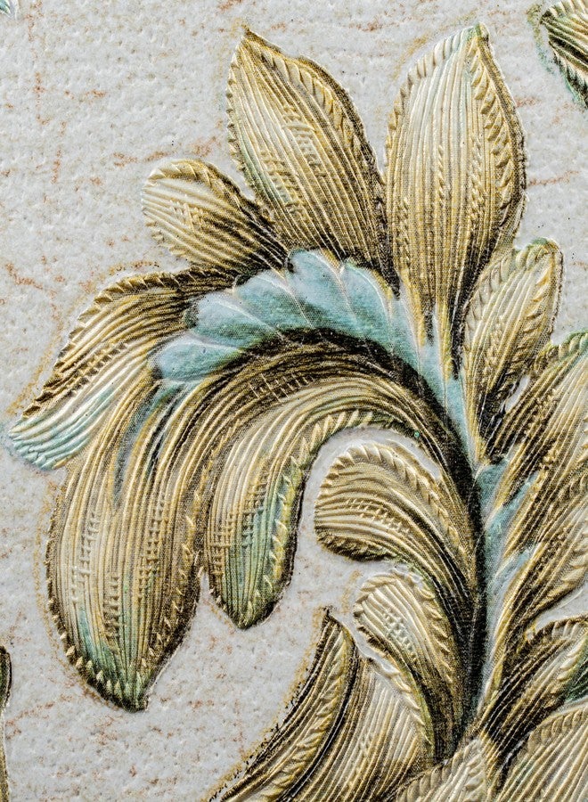 wolpin Non-Woven Wallpaper Non-Adhesive (53 x 950 CM) (Floral Design) | Ornate Embossed Floral Design Wallpaper with Texture and Shine | Beige & Aqua Wall Covering 54.18 Sq Ft - Image 5